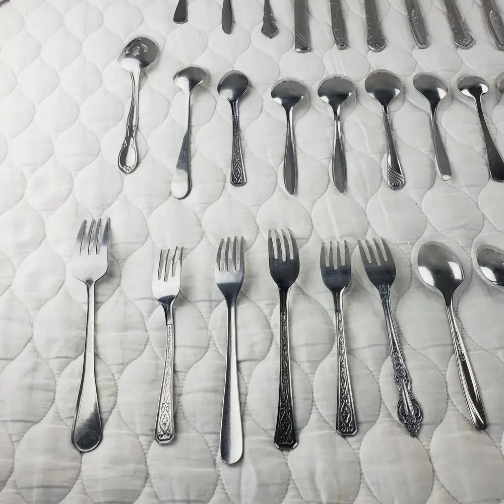 Lot of Silverware 40PCS Knife Spoon Fork Stainless Steel Kitchenware Many Brands